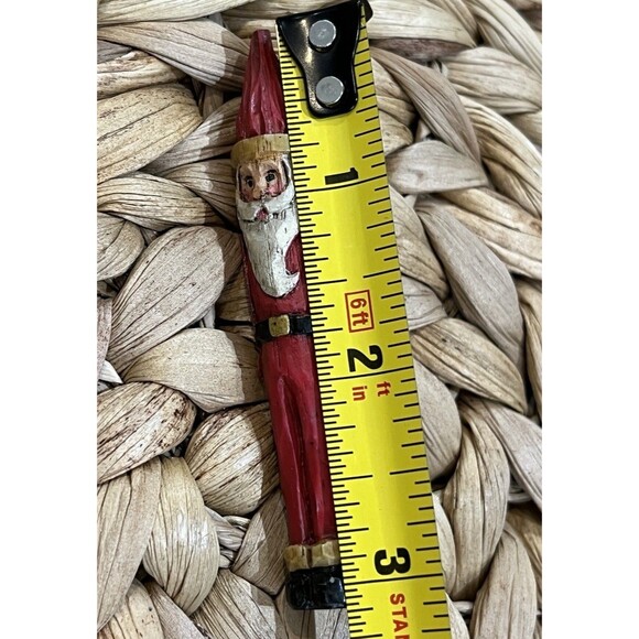 Vintage Artisan Crafted Santa Brooch Pin Christmas Hand Painted & Carved Wooden - Picture 5 of 6